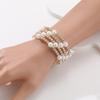 Multi-layer Rhinestone Pearl Bracelet, Winding Open Bracelet, Claw Diamond Bride Elastic Bracelet.