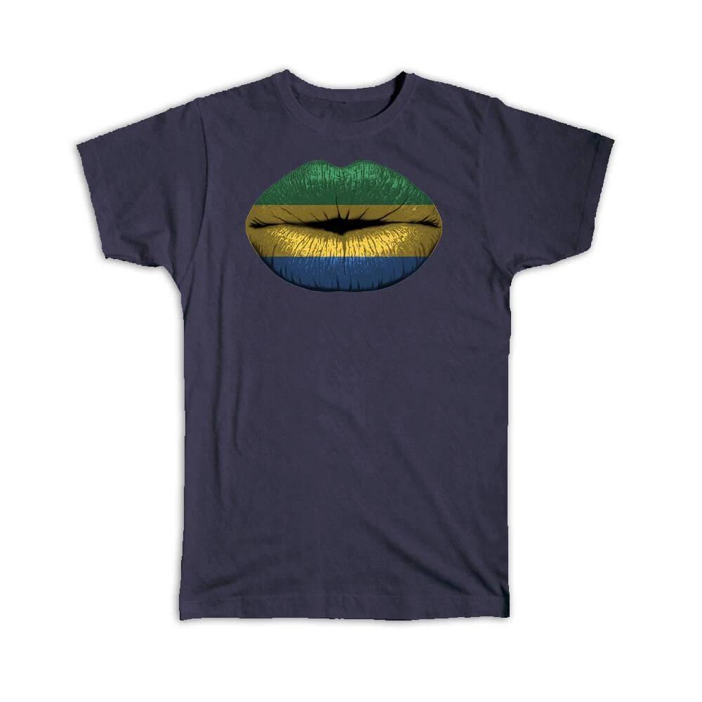 

Gift T-Shirt : Lips Gabonese Flag Gabon Expat Country For Her Woman Feminine S