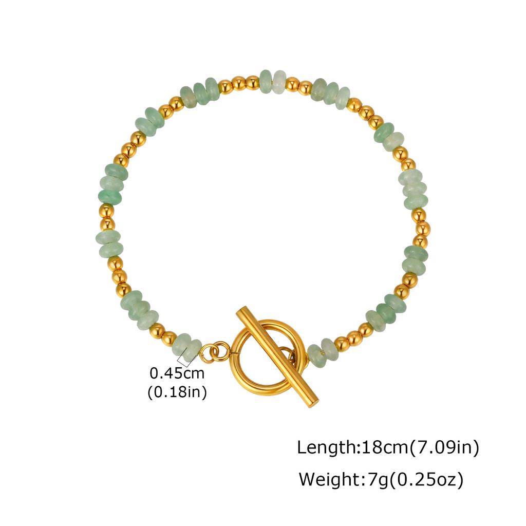 Dainty Boho Colorful Crystal Beads Bracelet for Women, Stainless Steel OT Buckle Natural Stone Bracelet, Exotic Handmade Jewelry