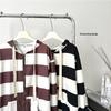 2023 Fall/Winter Women's Korean Loose BF Long Sleeve Cardigan Hoodie – College Style Striped Top