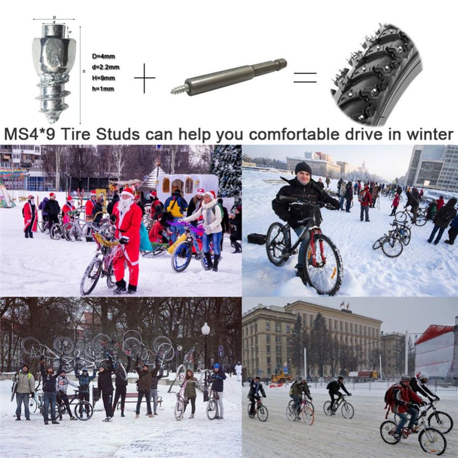 100ks Wolfram 9 mm Hroty do sněhových řetězů na pneumatiky pro boty ATV Auto Motocykl 4x9mm Hroty do sněhových řetězů na pneumatiky se sadou nářadí