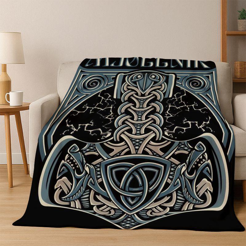 Viking WarriorSymbol Valknut Nordic Valhalla Flannel Blanket Soft Warm Throw Blanket for Bedroom Living Room Bed Travel Camping