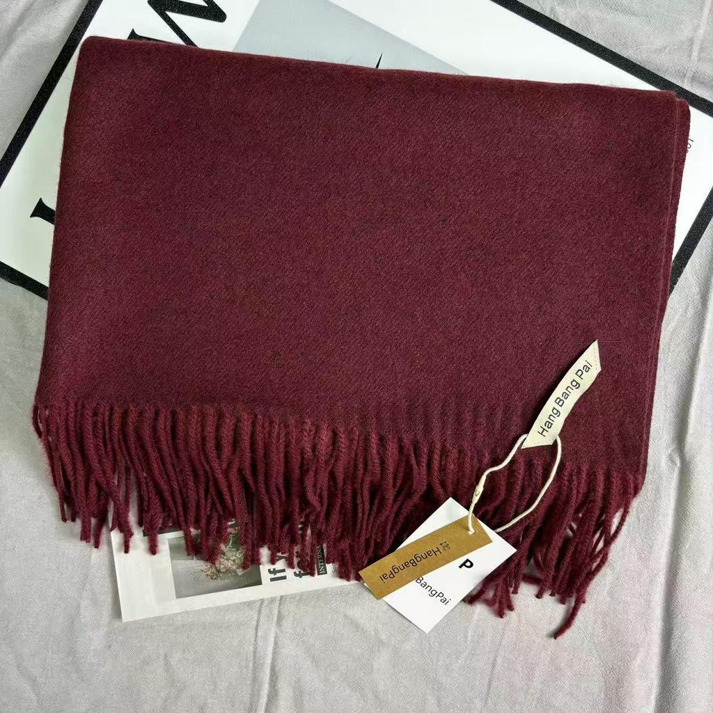 Schal im koreanischen Stil, einfarbig, Imitation Kaschmir, rot - Warm, vielseitig, modische Fransen für Herbst/Winter