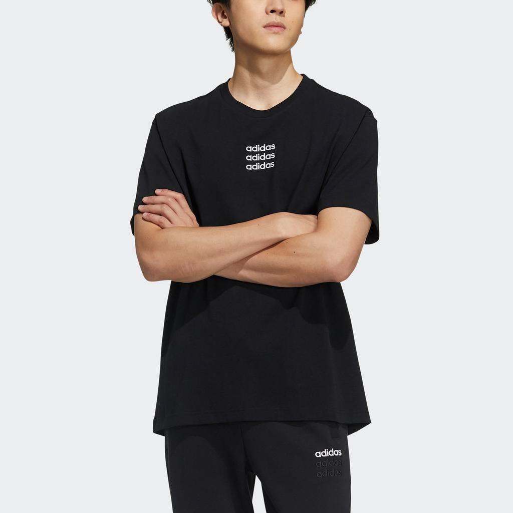 Adidas Neo Round Neck Sports Casual Printed T-Shirt Men Tops Black GP4891