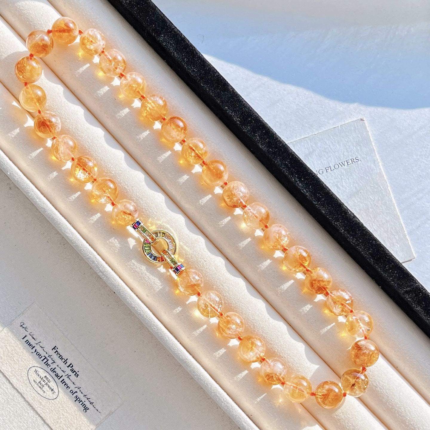 

12Mm Natural Citrine Citrine Design Necklace Clavicle Chain Sweater Chain