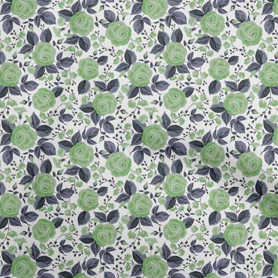 Cotton Flex Green Fabric Florals Quilting Supplies Print Sewing Fabric By The Yard 40 Inch