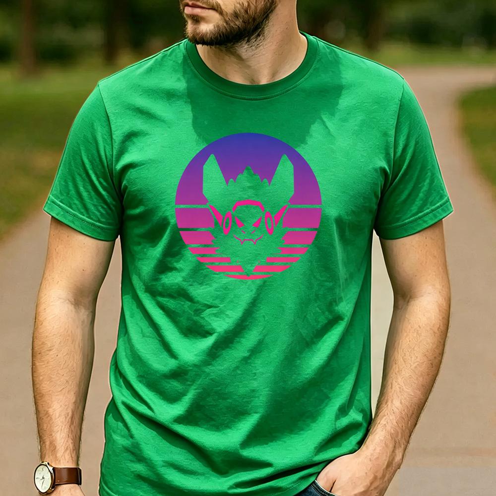 Vintage Sunset Gradient Protogen Furry Robot Head Unisex TShirt Cotton Short Sleeve Neon Futurism Fursona Casual Graphic Tees