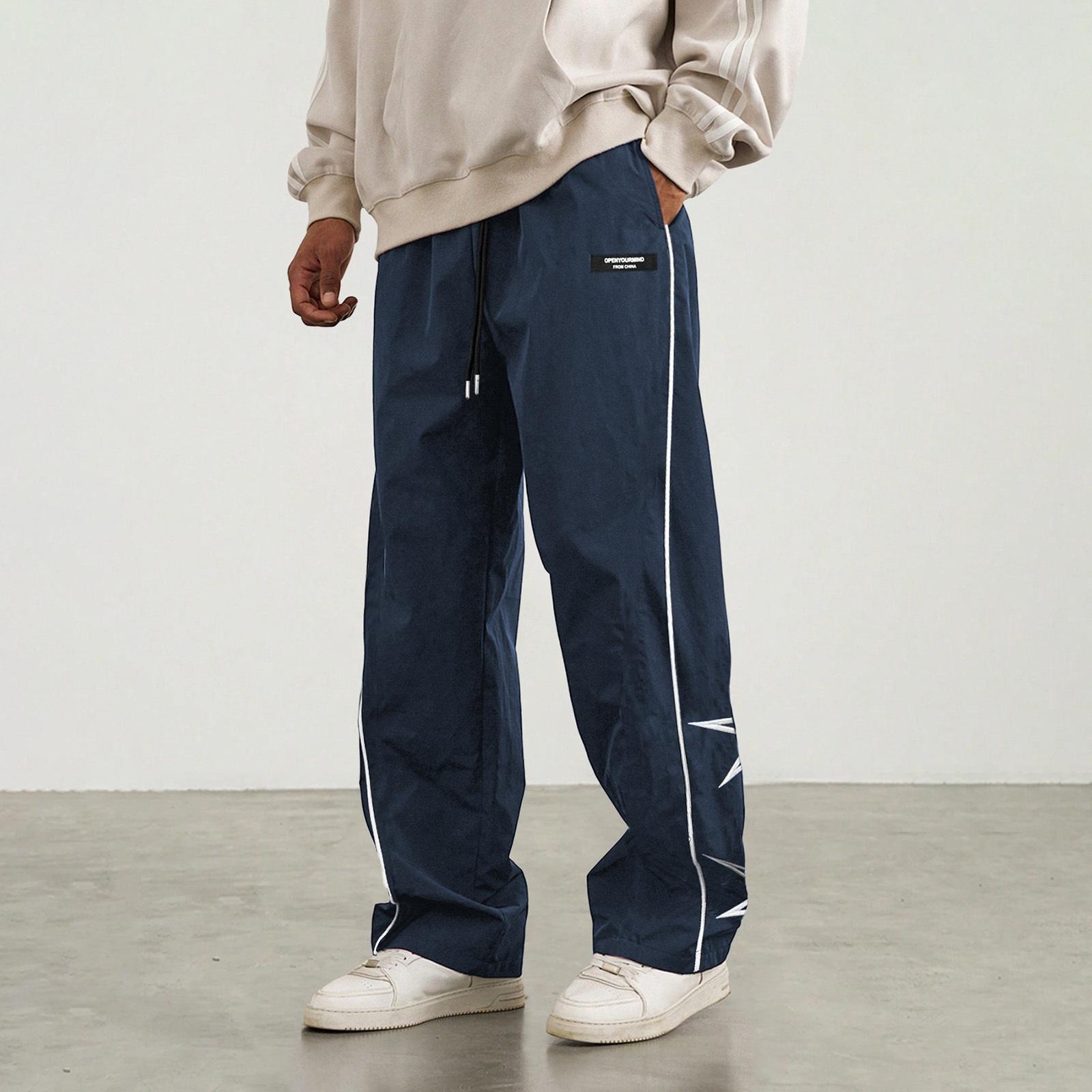 

Мужские ретро вышитые прямые брюки Мужские повседневные модные брюки S