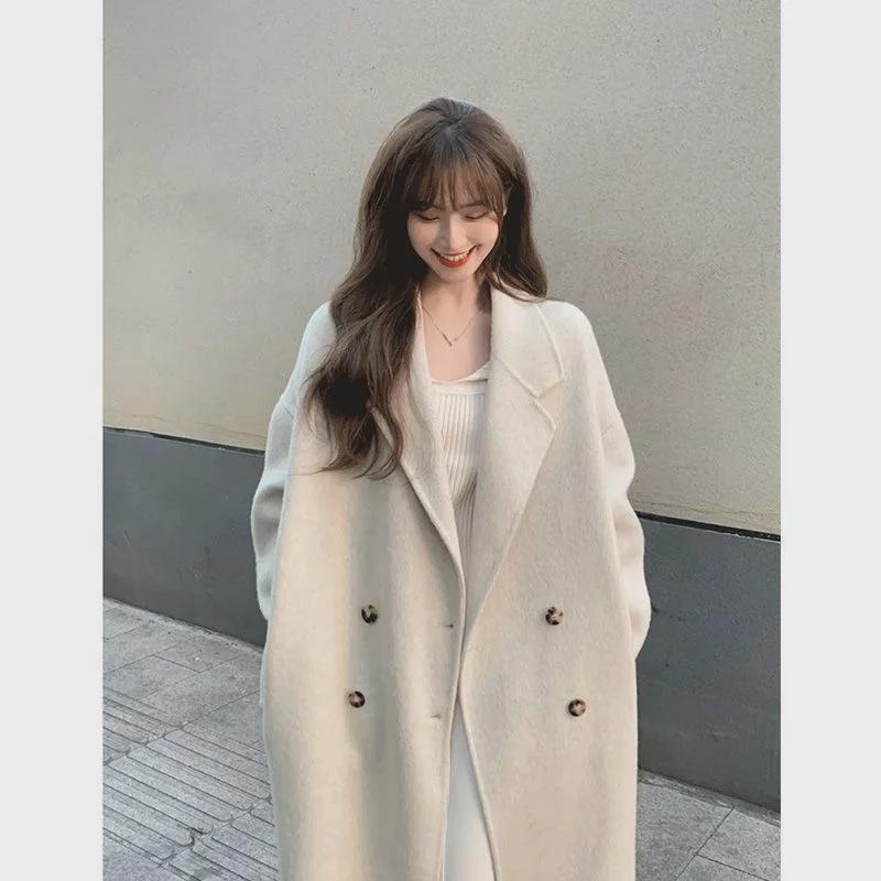 Petite Woolen Coat for Women - 2025 Autumn/Winter, Hepburn & Korean Style (350g)