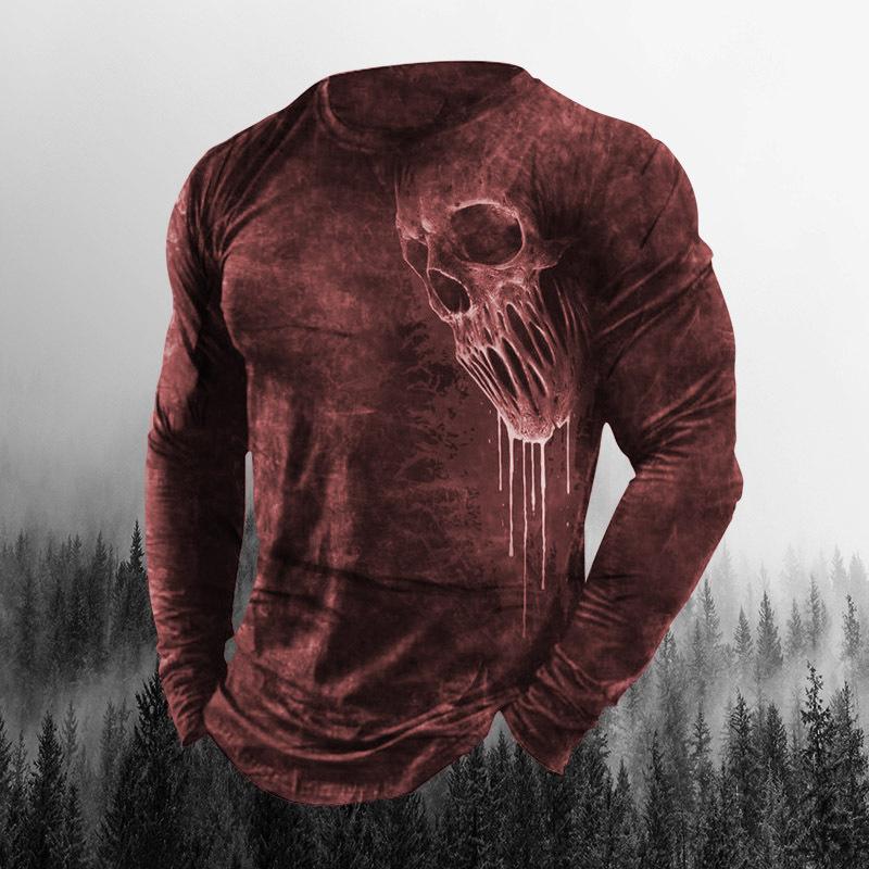 Vintage Men's Imitation Cotton T Shirts Spring Autumn Crew Neck Loose Long Sleeve Casual Top Tees Men Clothing Oversized T Shirt
