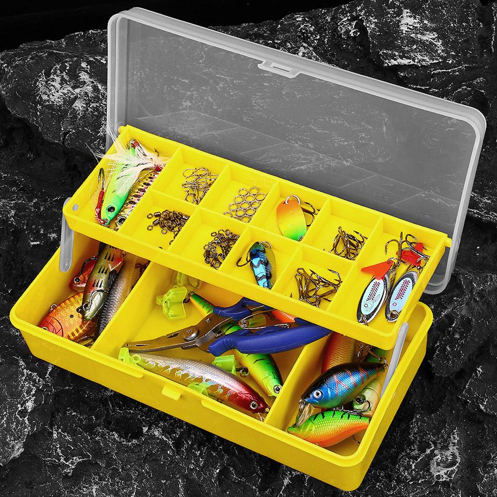 Przenośne Pudełko na Sprzęt Wędkarski 11 Przegródek Dwupoziomowy Pojemnik do Przechowywania Akcesoria Karpiowe Haczyk na Przynęty Pudełko na Narzędzia na Miękkie Przynęty