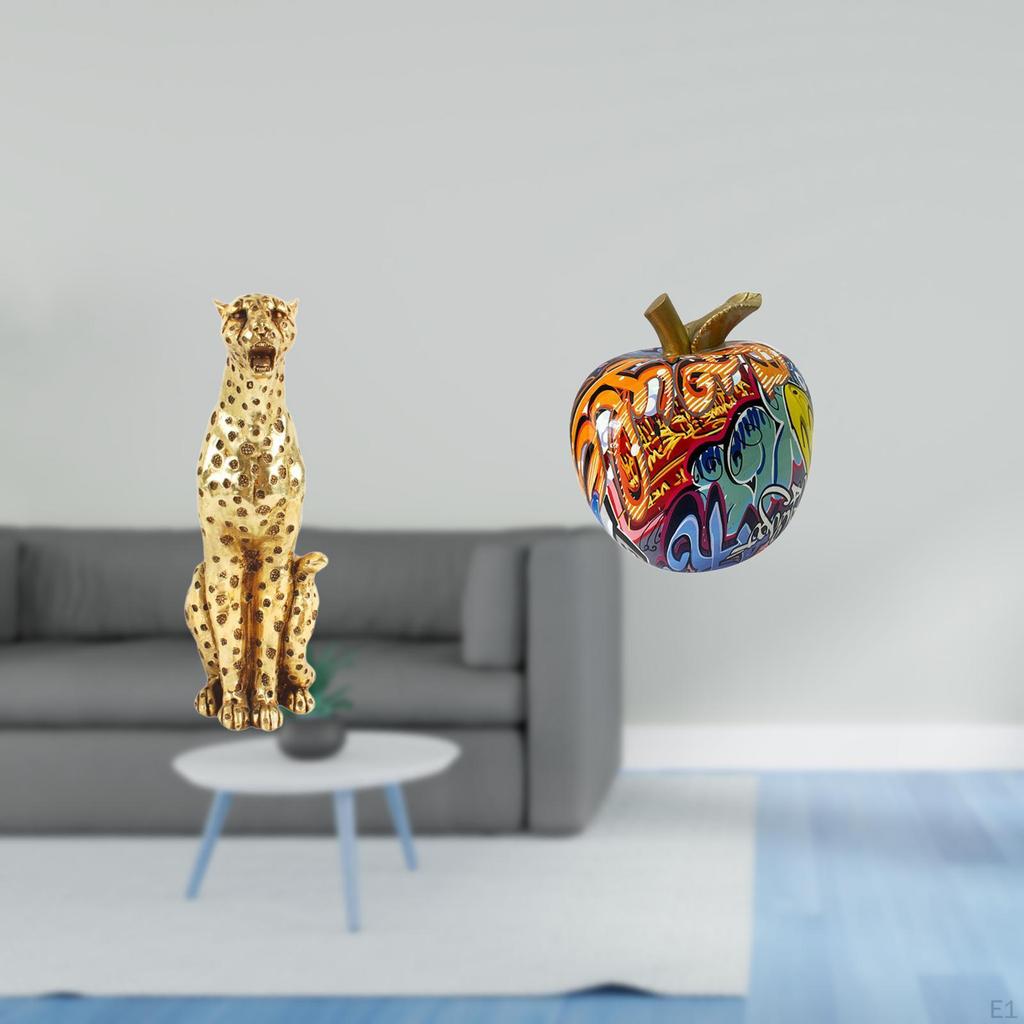 Golden Graffiti Cheetah Figurine Sculpture Decorative Table Centerpiece Nordic Animal Artwork