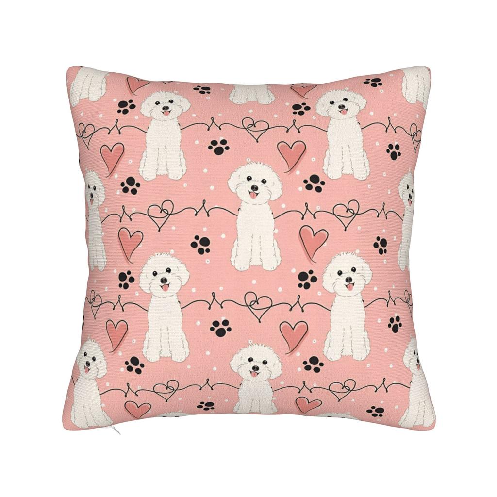 Cute Bichon Frise Pillow Cover Comfy Cushion Cover Funny Pillow Case For Sofa Home Decor