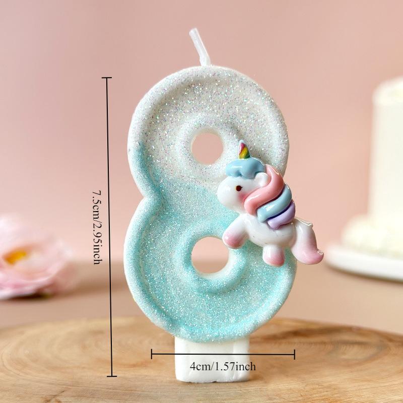 Cartoon Unicorn Digital Candle Birthday Candle Party Festival Cake Decoration Atmosphere Props