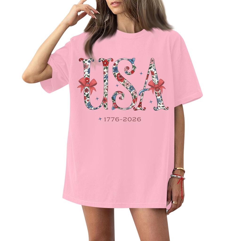 Women's Round Neck Printed Short-sleeved T-shirt Top