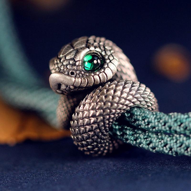 

2025 Original Snake To Run Original Snake Year Zodiac Retro Red Rope Hand Rope Couple Natal Year Fashion High Sense 19 cm. зелёный