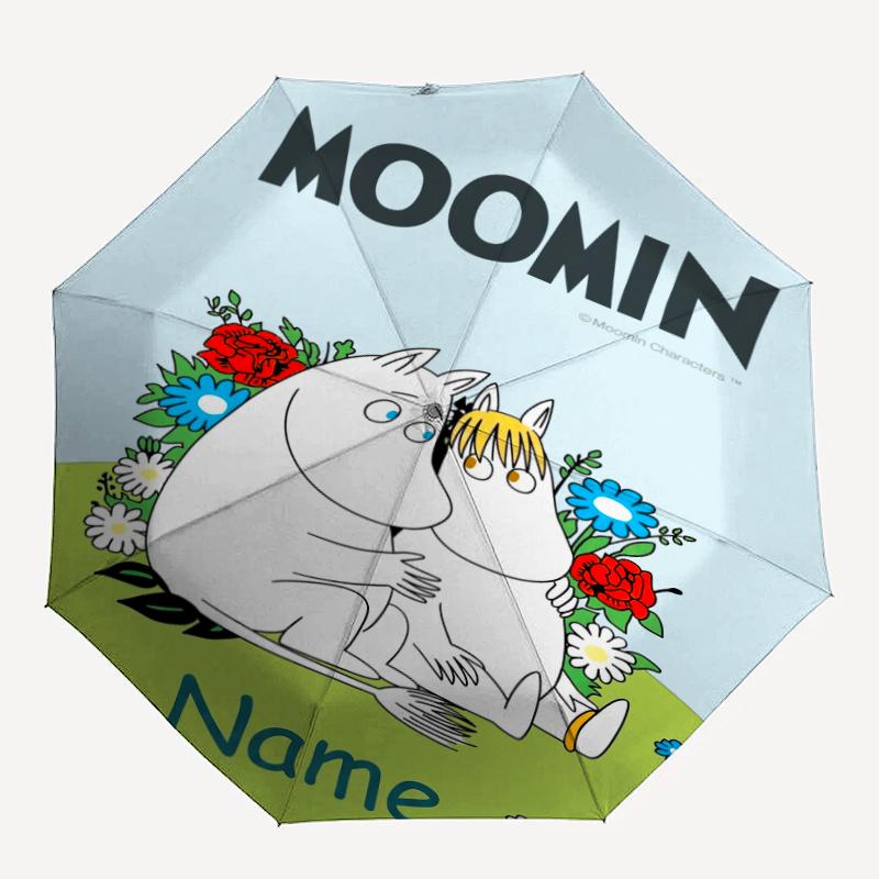 Custom Name Moomin Theme Automatic Umbrella, Lightweight & Portable, 8 Rib, Perfect for Outdoor Travel, Birthdays, Christmas, Gifts.