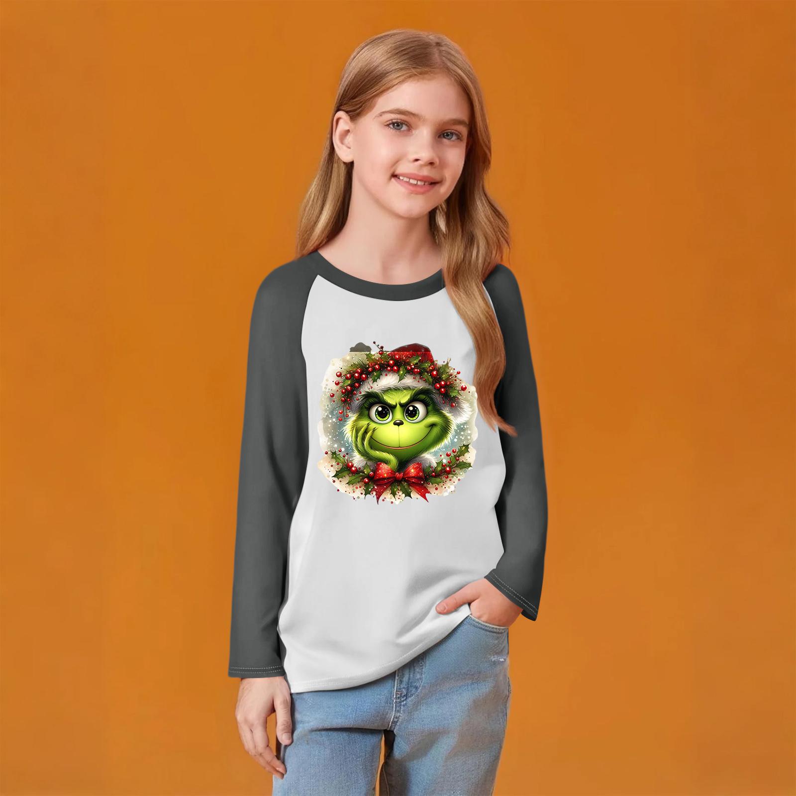 

Детский модный удобный пуловер с рождественским принтом на шее, топ с длинным рукавом 130