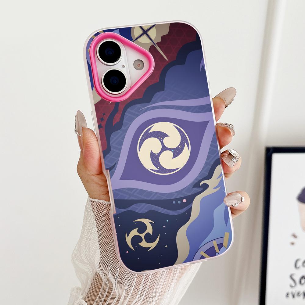 Game GI Raiden Shogun Jelly Double layer Rose Red Mobile Phone Case for iPhone 17 16 15 14 13 12 11 Air Pro Max Plus Protective
