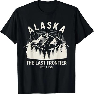 Alaska Last Frontier Mountains USA Vintage T-Shirt