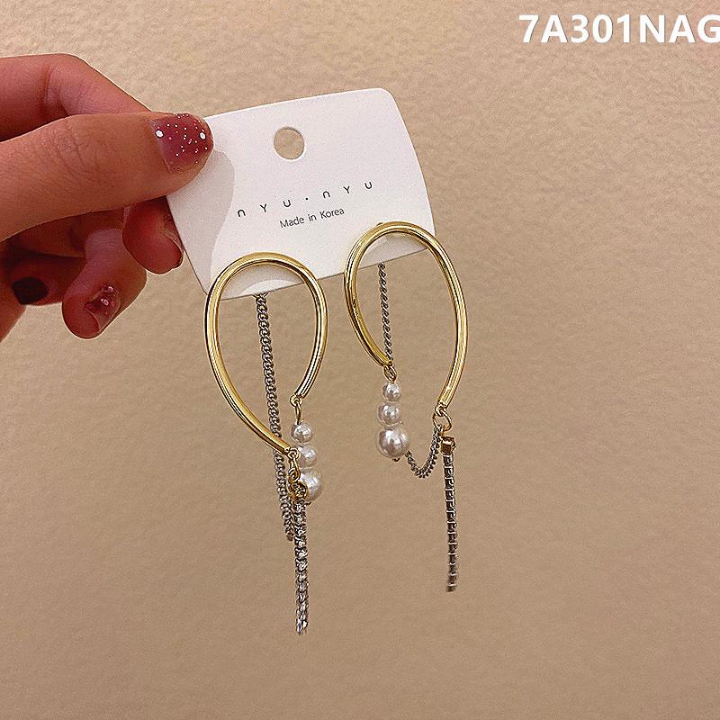 S925 Sterling Silver Pearl Korean Dangle Earrings – Elegant Retro French Style for Women 7A301