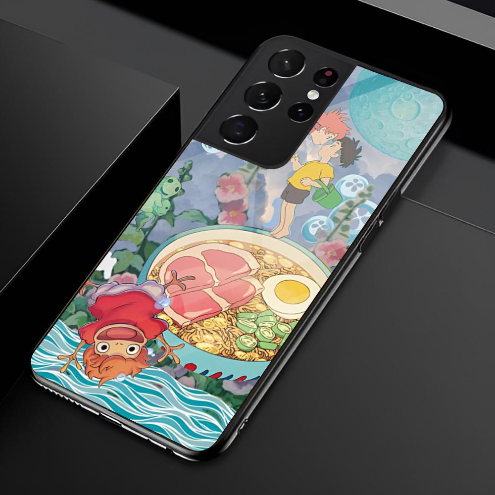 Cartoon P-Ponyo Phone Case For Samsung S25 S24 Ultra 23 Fe 22 Plus Galaxy A54 A55 A16 A13 A24 A15 A25 Glass Cover