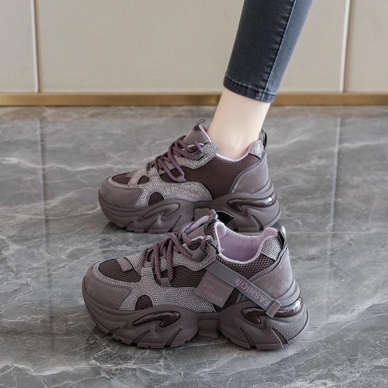Summer mesh shoes women's breathable thin new platform dad shoes student mesh sneakers increase in height