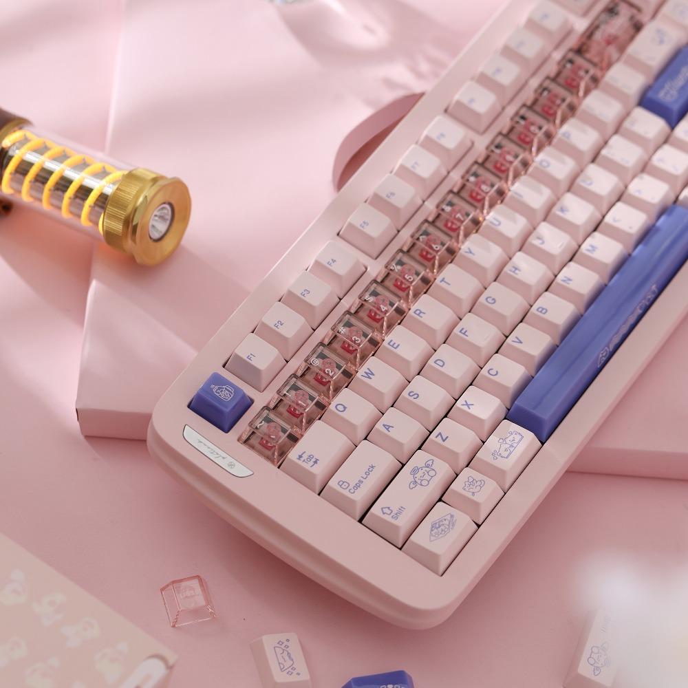 KeyByeLab Cute Cat Keycap Set PBT+PC Custom Personalized Keyboard Cap Cherry Profile KeyCap for Mechanical Keyboard Accessories