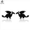 Mini Stainless Steel Geometric Earrings Black for Women Men Heart Triangle Leaf Volleyball Ear Studs Punk Piercing Pendientes