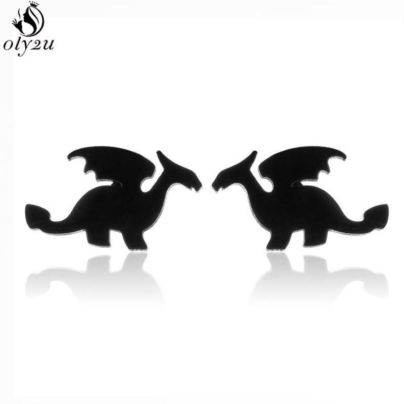 Mini Stainless Steel Geometric Earrings Black for Women Men Heart Triangle Leaf Volleyball Ear Studs Punk Piercing Pendientes