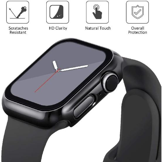 3PCS Tempered Glass+cover For Apple Watch Accessories 45mm 41mm 44mm 40mm Screen Protector Apple watch Case serie 9 4 5 6 SE 7 8 7