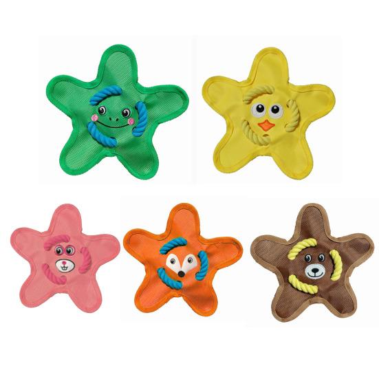 Disque Volant pour Chien en Forme d'Étoile Papier Froissé Squeaky Jouet Interactif pour Chien Jouet à Mâcher Robuste pour Chien pour Entraînement en Extérieur Rapporter Attraper Jouer