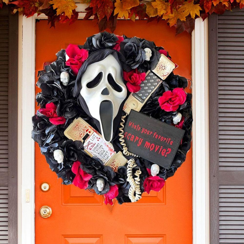 

Fade Resistant Halloween Wreath Polyester Scream Wreaths Ghost House Decoration