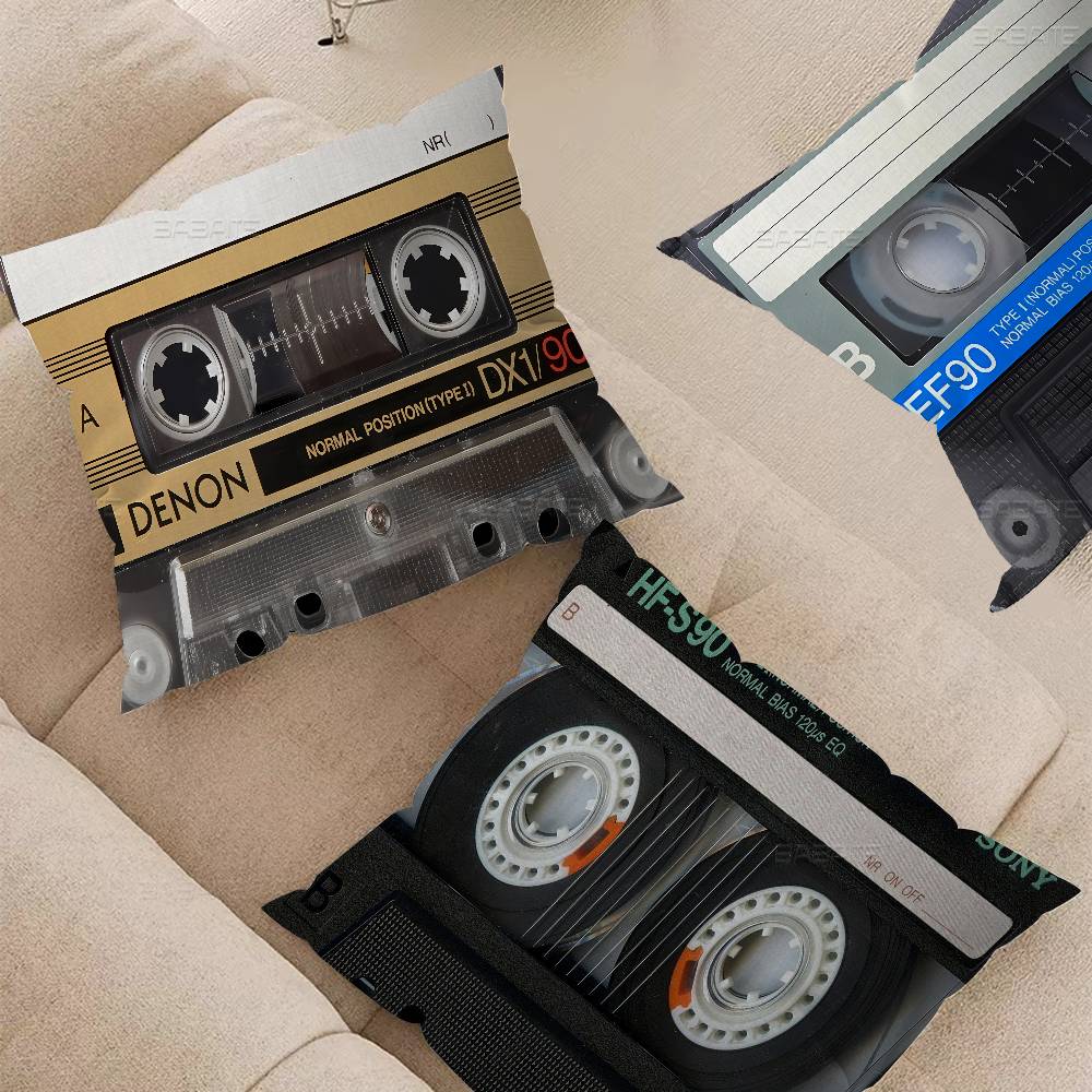 Retro Kassett Musikband Kuddfodral Örngott Klädsel Soffa Slängkudde Heminredning Kuddfodral