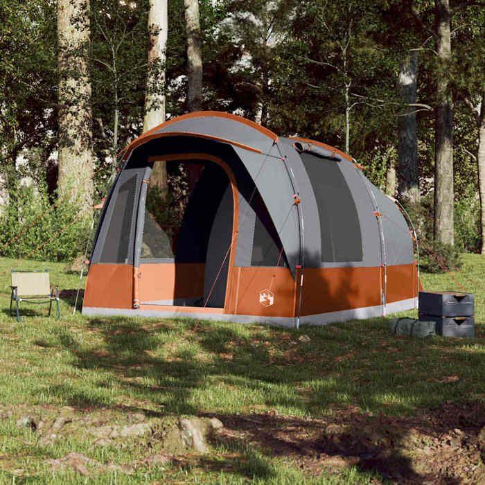 VidaXL Tente de camping tunnel 3 personnes gris et orange imperméable, tente, abri de camping, abri de jardin 94624