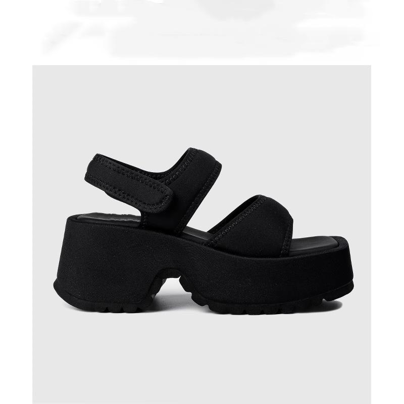 [Cowhide Edition] Platform High Heel Sandals Women's 2025 Summer New Rome Height Increasing Velcro Sports Beach Shoes