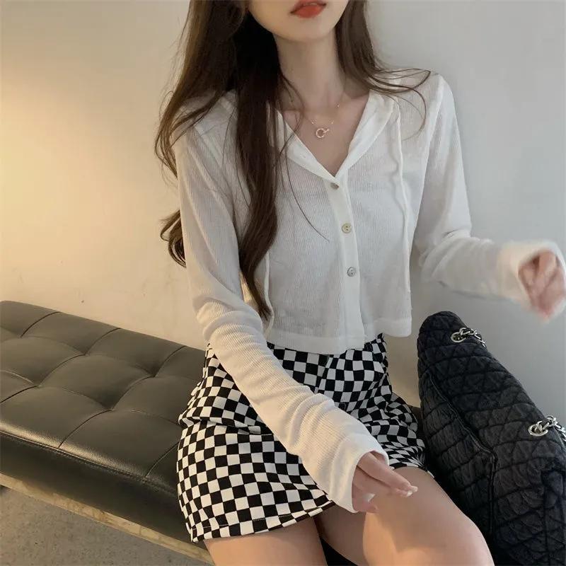 

Женская летняя приталенная куртка с капюшоном, топ для защиты от солнца, рубашка с длинным рукавом XL белый