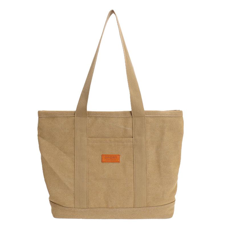 

Design Thickened Simple Versatile Commuter Canvas Tote Bag Student Class Commuter Shoulder Handbag светло-коричневого