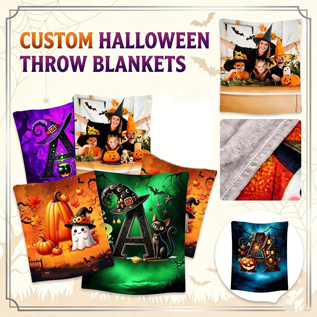 Flannel Blanket 150200cm, Creative Halloween Print Soft Cozy Throw for Couch Bed Sofa