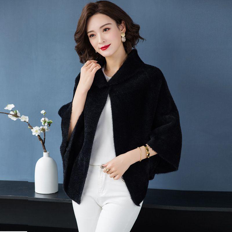 Podzimní a zimní nové módní všestranný teplý malý kabát dámský krátký top kardigan pelerína šátek pletený svetr