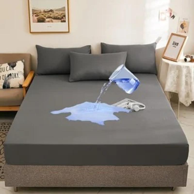 Safe Waterproof Mattress Protector, Soft Comfortable Breathable Solid Color Bedding Mattress Cover Fitted, No Pillowcases
