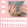 2025 Newest 24Pcs/Set Nail Art French Fake Nails Set With Glue Abs Plastic - Simple Short Nail Stickers