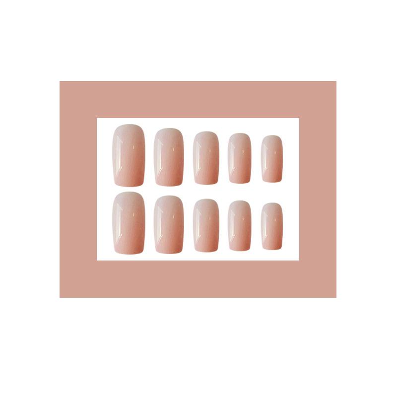 24PCS Wear Solid Color Manicure Detachable Fake Nail Stickers Nude Powder Solid Color Nail Piece Finished DIY Nail Stickers