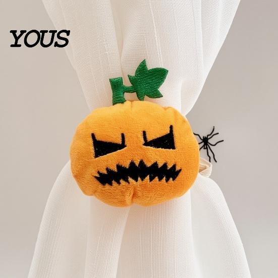Halloween Decor Curtain Tieback Pumpkin Tieback, Plush Fabric Strap Holiday Holder Holder, Decorative Draperies Holdback for Home Party