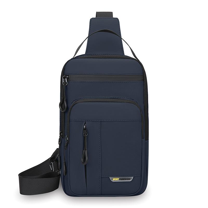

Многослойная мужская нагрудная сумка-мессенджер однотонная темно-синий