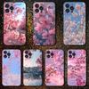 Orientalische Kirschblüte Sakura Handyhülle Für iPhone 16,15,14,13,12,11 Plus,Pro Max,XS,X,XR,SE,Mini,8,7,Weiche Silikon Schwarze Hülle