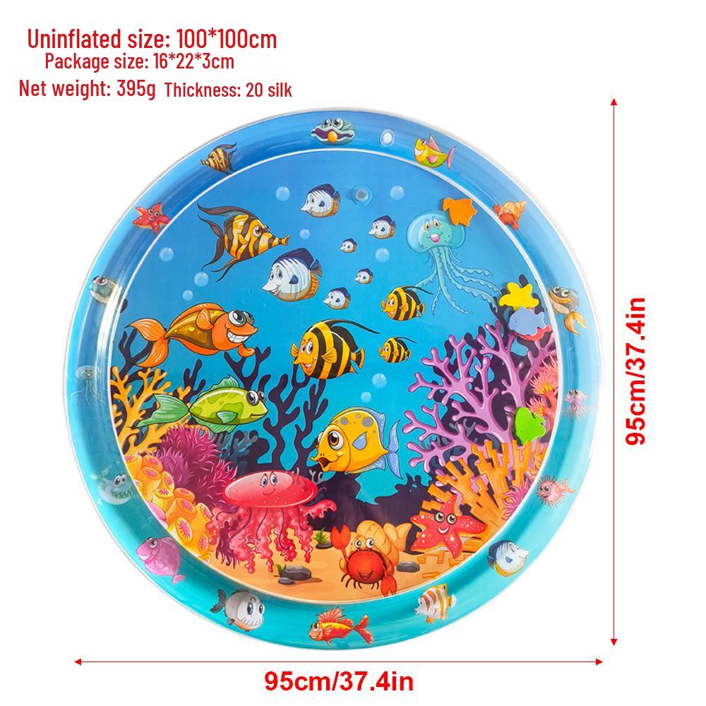 Inflatable Round Pat-Pat Water Mat for Babies & Toddlers - Marine Life Crawling Play Mat