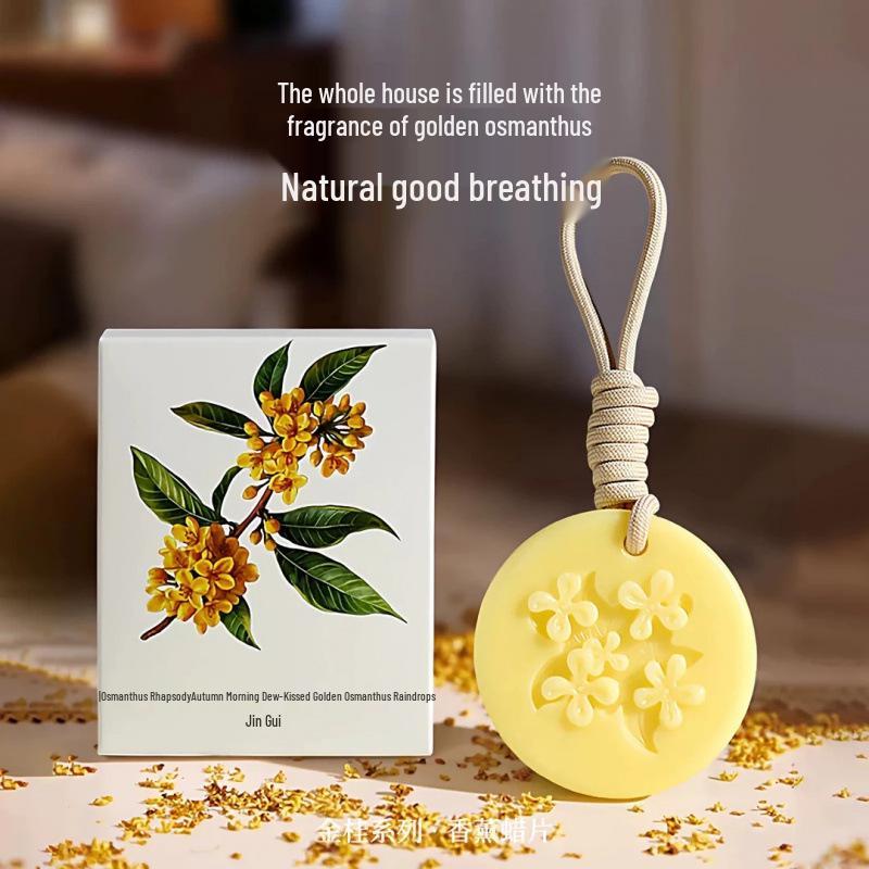 New Simple Scented Wax Tablet: Wardrobe & Car Deodorizer Round Scented Wax Tablet - Osmanthus [1 piece]