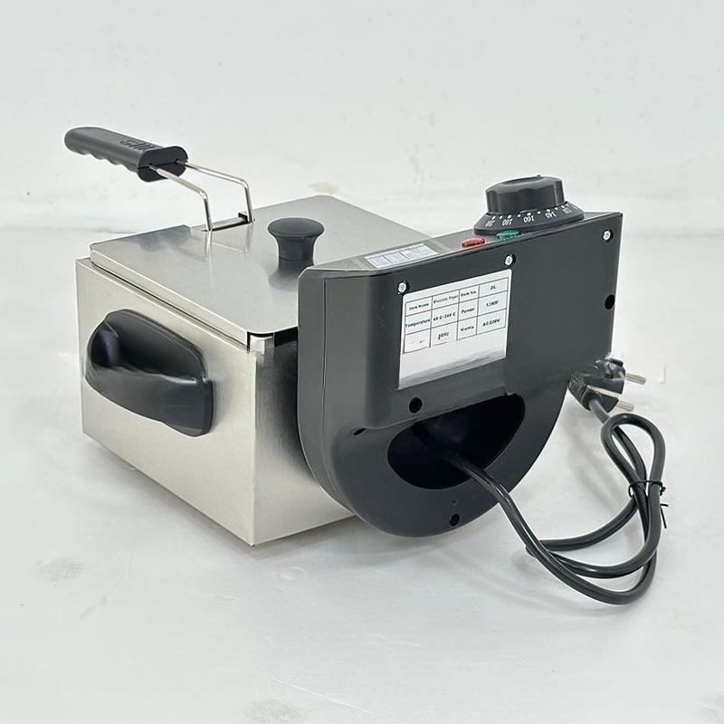 220V Haushalt 2L Multifunktions Elektrischer Frittierkorb Edelstahl Grillofen Hähnchen Pommes Frites Einzelzylinder