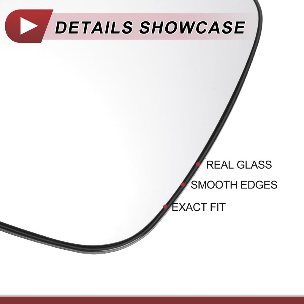 HEROFFIX Mirror Glass Replacement for Toyota Yaris Left Driver Side with Back Real Glass Plastic 1-Piece 2012-2017, Plate, No. 879090D580,